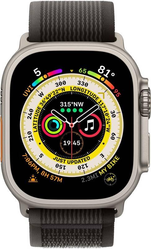Chytré hodinky Apple Watch Ultra GPS Cellular, 49mm pouzdro z titanu - černo-šedý trailový tah - S M